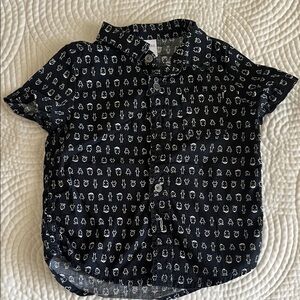 Okie Dokie Black Button Down Shirt with Fun Print